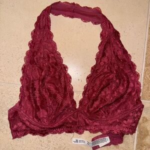 Free People Lace Halter Bralette - Burgundy